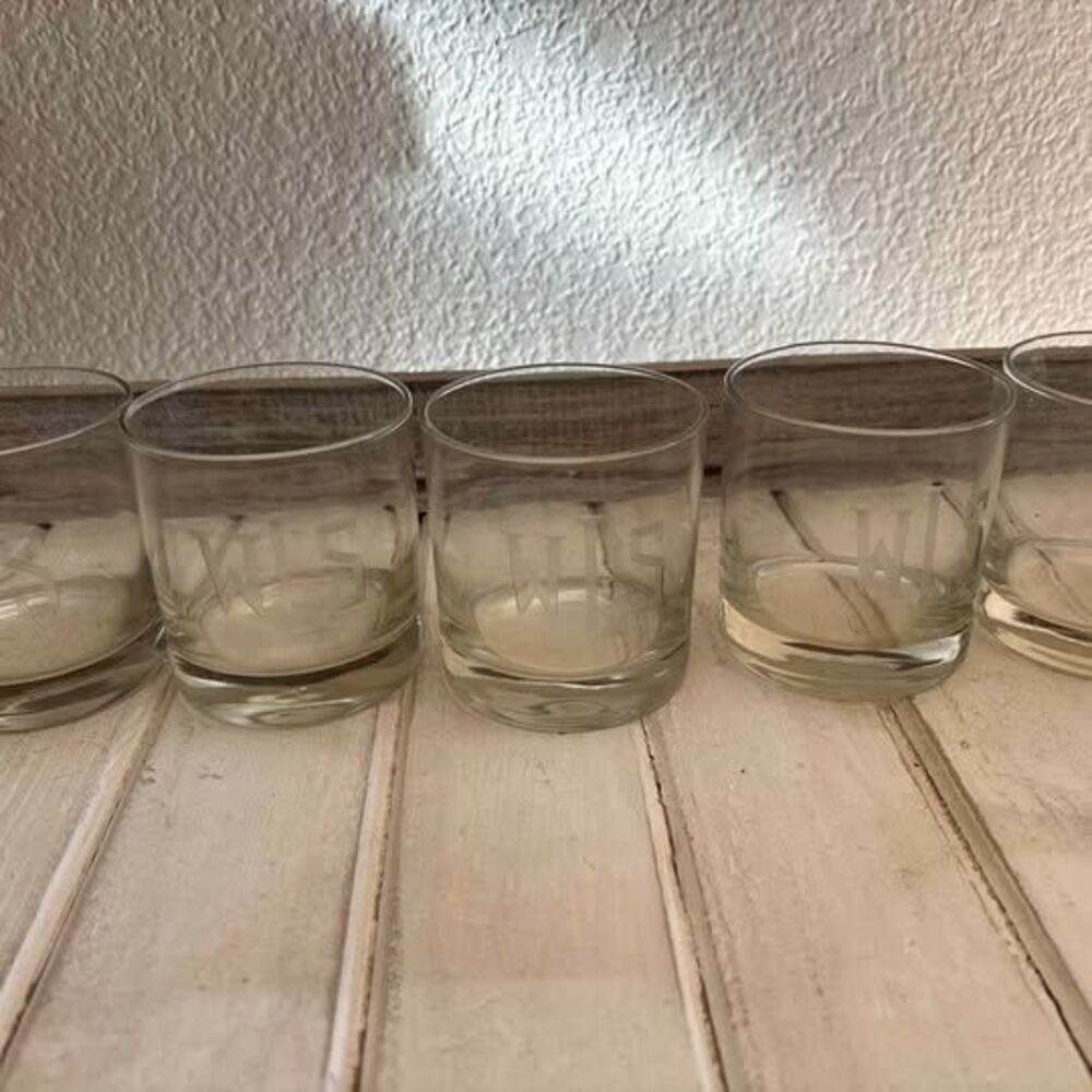 Moving Sale - Set of 5 Monogrammed 'WLS' Rocks Glasses